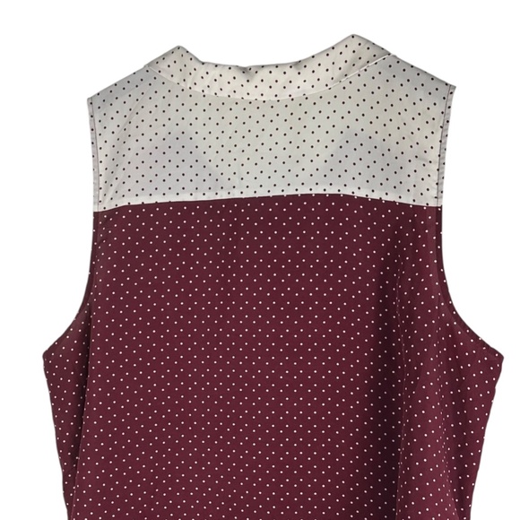 Modcloth Shirt Top Blouse Sz 3X 22 24 Polka Dot Peter Pan Retro Burgundy White - Picture 3 of 5